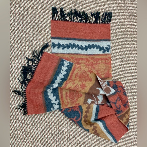 Vtg 1990s Y2K Soft Thick Premium Cashmere Wool Fringed Multi Patterned Scarf - Picture 12 of 14
